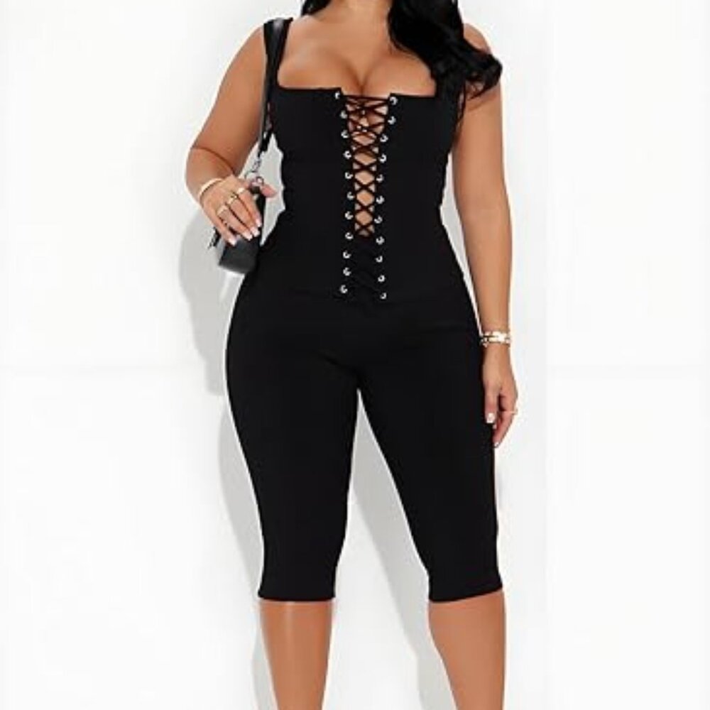 Qusuny Sexy Tie Down Two Piece Sets for Women